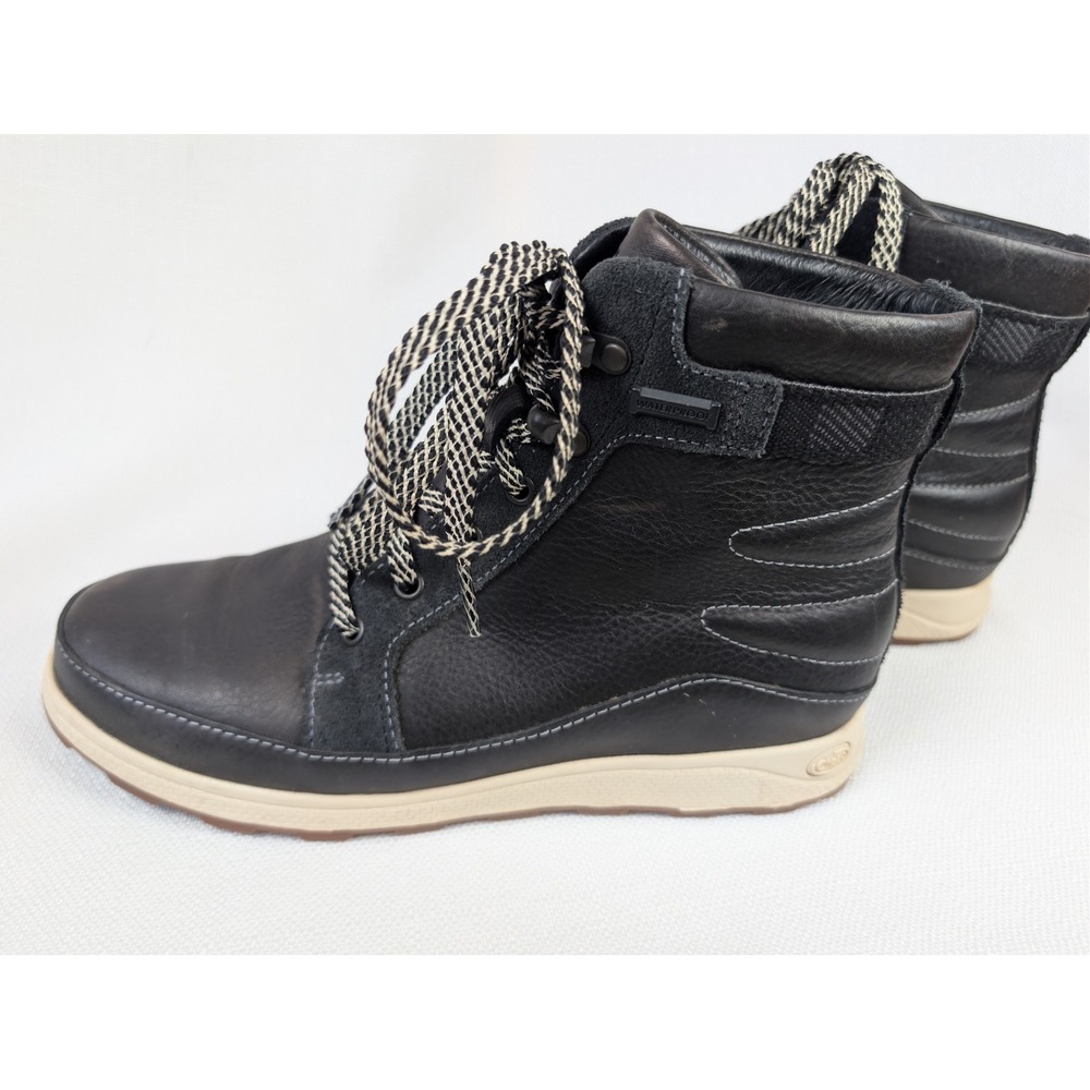 Chaco Fields Waterproof Boots Womens 7 Black Leather Lace Up Hiking‎ JCH107546